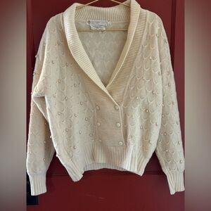 Antonella Ore vintage teardrop pearl lambswool sweater